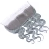 Silbergraue Körperwellen-Haarbündel mit 13 * 4-Spitzenband-Frontalverschluss, brasilianisches reines Haar, graue Bundles mit Ohr-zu-Ohr-Spitzenfrontteil