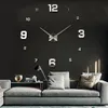 Wholesale- Hot sales Excellent Quality Large Design DIY 3D Mirror Wall Clock Watch Hours Home Room Decor Art Decoration