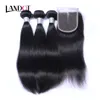 8A Lace Closure with 3 Bundles Brazilian Virgin Human Hair Weaves Peruvian Malaysian Indian Cambodian Mongolian Straight Human Hair Closures