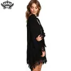 Hurtownie- 2016 Summer Women Boho Tassel Sukienka Krótkie Vestido Sexy Koronki Crochet Szyfonowa Tunika Hollow Black Beach Koszula Dress Blusa Gorąca Sprzedaż