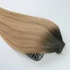 Tape In Muman Hair Extensions Ombre Hair Brazilian Virgin Hair Balayage Dark Brown till 27 Blonde Extensions Markera hudväft