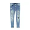 Partihandel-Spring Fall Women Sexy Jeans Ripped Straight Full Length Famale Hole Mid Waist Jeans Byxor Tvättade Bomull Denim Trousers