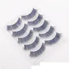 Black&Blue False Eyelashes Colorful Lashes 5 Pairs Thick Extension Party Makeup Soft Crisscross Fake Beauty with Package Box 14