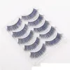 BlackBlue False Eyelashes Colorful Lashes 5 أزواج امتداد سميك Makeup Party Soft Crisscross مزيف مع مربع الحزمة 14