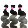 Body Wave Brazilian Ombre Human Hair Weave 1B/613 1B/Grey Two Tone Peruvian Hair Weft Cheap Hair Bundles