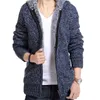 Wholesale- Jacket Men 2016 Thick Velvet Cotton Hooded Fur Jacket Mens Winter Padded Knitted all-match Casual Sweater Cardigan Coat Spring