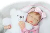 Z różową pałąk Reborn Baby Doll 22 cali 55 cm Noworodka Silikonowe Dzieci Dziewczyna Ciała Ciała Realistyczna Lalki Zabawki Dzieci Prezent Urodzinowy