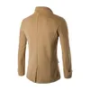 Mélanges de laine pour hommes en gros- 2021 Automne Hiver Mode Hommes Slim Double Rangée Bouton Col À Revers Manteau Veste Mâle Casual Chaud Fermeture À Glissière Solide