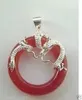 Ciondolo di drago in argento sterling rosso Jade genuino