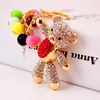 Free shipping Lucky bear Crystal Rhinestone Keyrings Key Chains Holder Purse Bag For Car Christmas Gift Keychains Jewelry