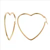Pendiente elegante simple en forma de corazón grande para mujer en pendientes de aro de círculo hueco chapado en oro EH-154 de joyería para mujer