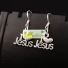 i Love Jesus Heart Dangle Chandelier Earrings 925 Silver Fish Ear Hook 30pairs/lot E385 15.7x30mm