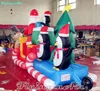 Père Noël gonflable en traîneau de Noël de 6 m avec traîneau à rennes et pingouins
