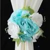 Kostenloser Versand Schöne Künstliche Rose Seidenblume Gaze Vorhang Clip Hochzeit Prop Hintergrund Dekoration 12 teile/los