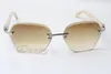 Fabricantes que venden gafas de sol con diamantes recortados 8200728 gafas de sol de moda de alta calidad gafas de ángulo blanco Tamaño: 58-18-140 mm