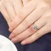 Anel de prata esterlina 1ct floco de neve jóias nscd simulou anéis de noivado de diamante Solitaire mulheres casamento presente com caixa