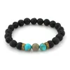 7 Chakra Natural Lava Stone Bracelet for女性用弾性ジュエリーメンズエッセンシャルオイルディフューザーブレスレットヨガビーズバングルキムタ-B348S FZ