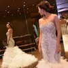 Luxury Crystal Mermaid Wedding Dress Diamond Beaded Bling Feather Lace Up Sweetheart Bridal Wedding Gowns vestidos de novia