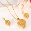 Conjuntos de joyas con colgante de corazón Collares clásicos Pendientes Conjunto 24k Oro fino amarillo sólido GF Árabe África Boda Bride039s Dote7122917