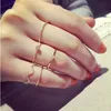 5pcs / set enkelt mode med sidostängen smycken våg femdelad tråd en kristall diamant ring finger knuckle ring