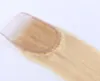 Neuankömmling Brasilianisches Echthaar mit Spitzenverschluss, 4 x 4-Haarverschluss, gerades Blond, 613 Farbe, Blond