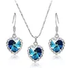 Titanic Dames Oostenrijk Crystal Heart Hanger Ketting Drop Oorbellen Sieraden Oceaan Set voor Girls Christmas Gift