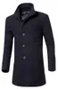 Partihandel-Abetteric Abetteric Stand Collar Woolen Long Trench Pea Coat Windbreaker Jacket