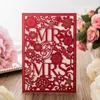 Cartes d'invitation de mariage découpées au Laser, fleurs en papier blanc, cartes d'invitation Mr Mrs, 2 couleurs, enveloppe et sceau, entier 4723391