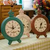 Vintage Wooden Round Oval Clock Fashion Home Living Room Bedroom Decor 8 Color Table Clock Free Shipping WX9-42