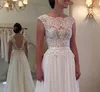 Vendre des robes de mariée de mariée sur mesure Vestido de Noiva Casamento en mousseline de mousseline Voir à travers la robe nuptiale sans arrière Robe de Ma8181472