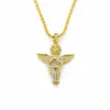 Iced Out Micro Ruby Jesus Face Hanger Ketting Set voor Mannen Hoge Kwaliteit Zinklegering Hip Hop Jewelry335w