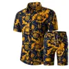 Nuove camicie da uomo estive + pantaloncini Set camicia hawaiana stampata casual Homme Set di abiti da uomo con stampa corta da uomo Taglie forti