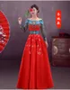 Chiński styl Czerwony Cheongsam Kobiety Prom Dresses Sweet Formalne Suknie Wieczorowe Korant Nosić na imprezę Długa Vintage Eleganckiej sukni na lato