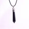Statement Natural Black Onyx Boho Crystal Gem Necklace Good Luck Reiki Agate Stone Point Drop Spike Bullet Case with Silver Plated Fittings