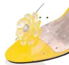 夏のサンダル女性のピープ目のくさびのサンダル花甘いゼリーの靴女性の靴