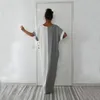 2017 Nowe Lato Kobiety Luźne Długie Suknie Letnie Suknie Casual Color Block Pocket Round Neck Krótki Rękaw SHIFT MAXI Dress Vintage Szyfon