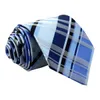 T089 Mens Ties Nectie Light Blue Navy Checked Scottish Plaid100％Silk Jacquard Woven New Castary Businessフォーマル全体S209X