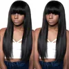 Toppkvalitet Långt Straight Wig Simulering Mänskliga hår Parykar Långa Silky Straight Paryker Med Full Bangs För Black Women I lager