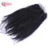 Mongolian Afro Curly Lace Closure Mongolian Human Virgin Hair Closure BLEACHED KNOTS 4X4 Hårlås Naturlig färg kan färgas