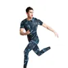 Tight-fitting suit men's movement fast drying breathable jogging coach clothes, Europe and the United States leopard men's jogging T-shirt s