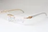 Moda direta de alta qualidade óculos quadro óculos quadro t3524012 branco natural rinoceronte chifre quadrado diamante óculos 5327c