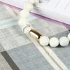 Gioielli in oro di moda all'ingrosso 8mm agata opaca pietra di marmo bianco perline micro pavimenta doppio teschio braccialetto di perline per uomo