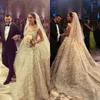 Scintillante lussuoso abito da sposa Dubai scollo quadrato con perline paillettes applique abiti da sposa in organza abiti da sposa principessa affascinante