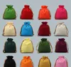 Effen Kleur Kleine Katoen Linnen Tassen Kerst Bruiloft Verjaardagsfeestje Gunst Tassen Trekkoord Sieraden Gift Bag Doek Verpakking Pouch 10pcs / lot