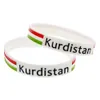 1 PC Kurdistan Drapeau Logo Bracelet En Silicone Blanc Taille Adulte Doux Et Flexible Idéal Pour L'usure Quotidienne