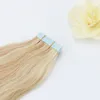 100% Straight Unprocessed Virgin Remy Human Hair Ombre Blonde Color #14 to #613 Seamless Skin Weft Tape In Hair Extensions