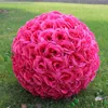 Bröllopsdekorationer 40cm 16 tum Konstgjord Rose Silk Flower Kissing Balls Pomander Rose Bröllop Blommor Bukett Hängande Bollar Party Decor