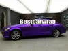 Filme de carro de carro de vinil cromo roxo com bolhas de ar grátis para veículos de luxo cobrem decalques de papel alumínio 1.52x20m 5x67ft roll