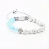 Womens Jewelry Wholesale 10pcs/lot 8mm Natural Blue Agate & White Howlite Marble Stone Four Colors Clear Cz Beads Macrame Bracelets