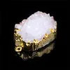 Nature 20-40mm Gemstone Bead Druzy Cluster Pendant with Gold Electroplated Edges Freeform Quartz Geode Boho Stone Statement Necklace Jewelry